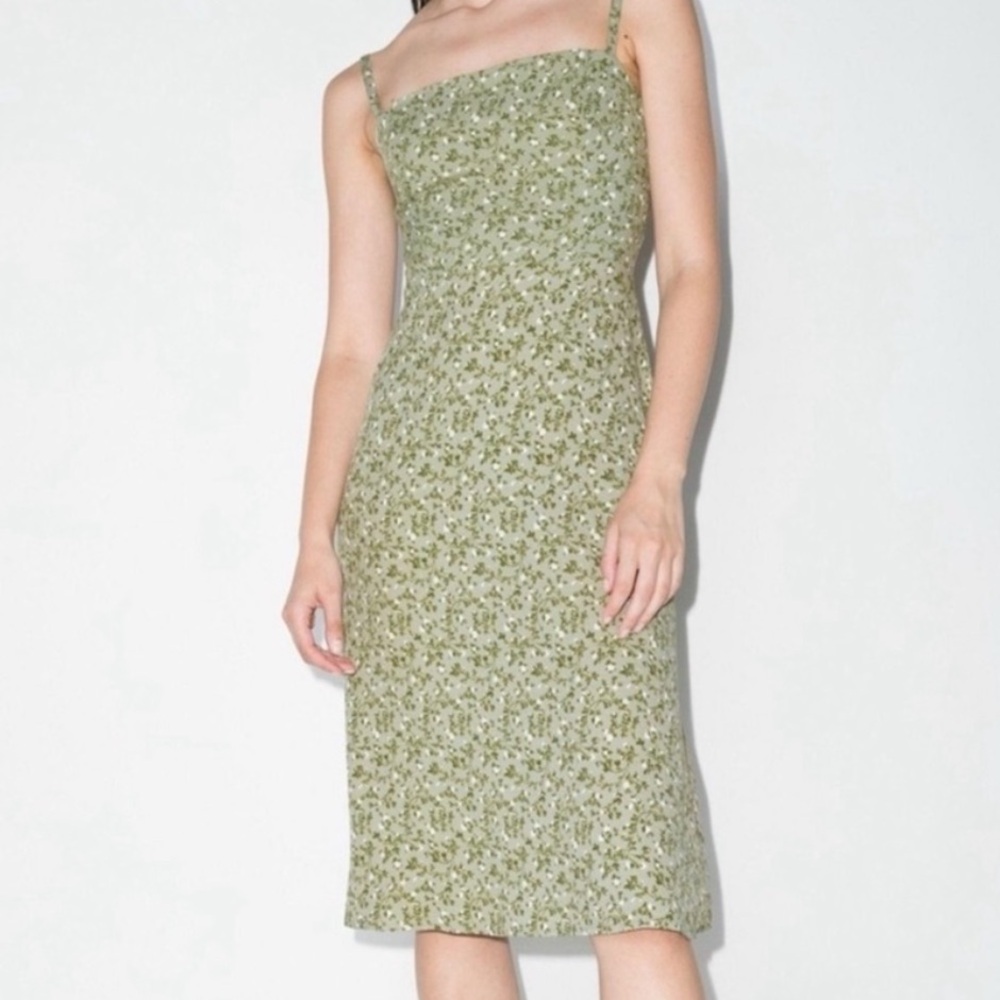 Reformation Olive Floral Midi Dress (Afternoon midi Dress in Juniper size 6)